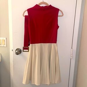 Vintage Red & Cream 50’s Style Dress With Adjustable Waist Belt